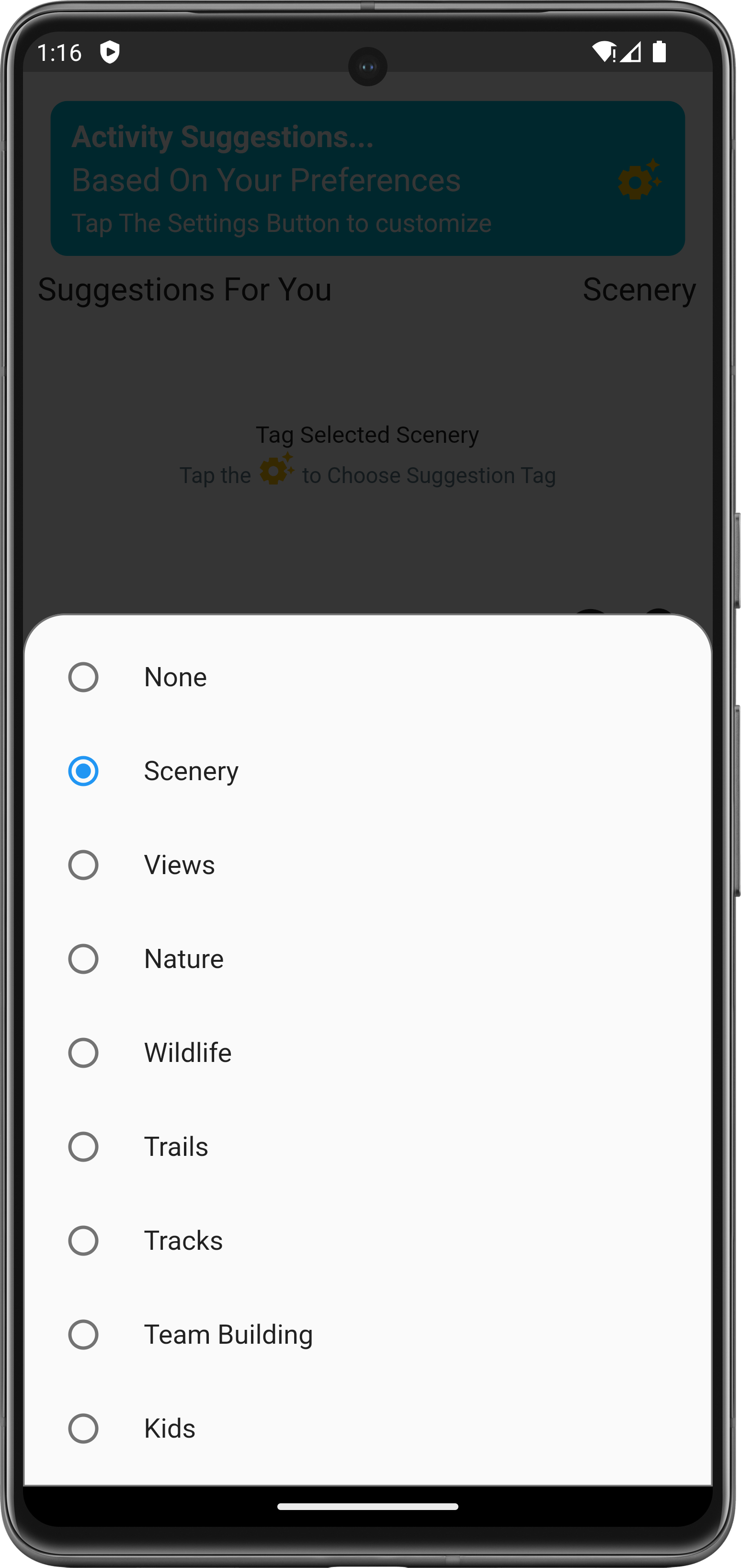 Select Activity Tag